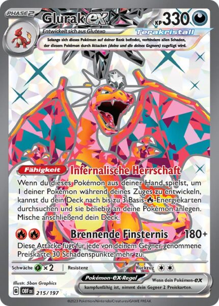 Terakristall-Glurak-ex-215-197-Obsidianflammen-Full-Art-Pokémon-Karte-TCG-Sammelkartenspiel