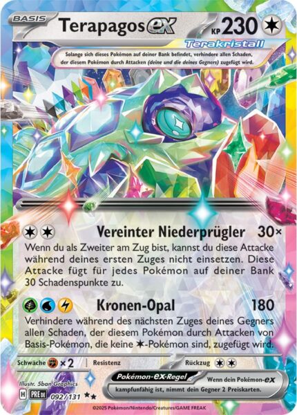 Terapagos-ex-092-131-Prismatische-Entwicklungen-Pokémon-Karte-Deutsch-Karmesin-Purpur-TCG-Sammelkartenspiel