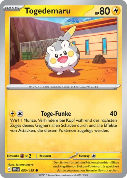Togedemaru-JTG-DE-050-159-Karmesin-Purpur-Reisegefährten-Pokémon-Karte-Deutsch