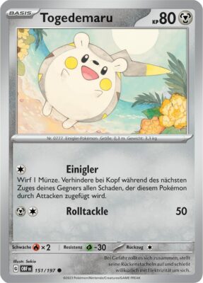 Togedemaru_151-197_OBF_Obsidianflammen_Obsidian-Flames_Pokémon-Karte_Deutsch