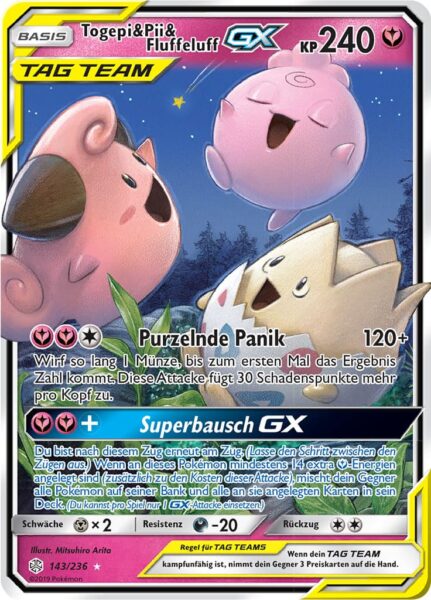Togepi-Pii-Fluffeluff-GX-143-236-TAG-TEAM-Pokémon-Karte-Sonne-Mond-Welten-im-Wandel-TCG-Sammelkartenspiel
