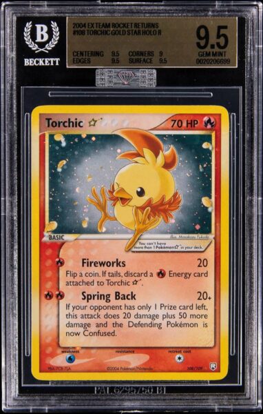 Torchic-Flemmli-Goldstar-108-109-EX-Team-Rocket-Returns-Pokémon-Karte-BGS-9.5-Englisch