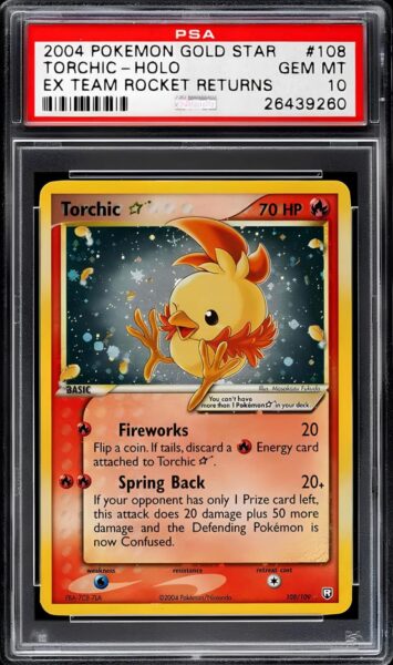 Torchic-Goldstar-108-109-EX-Team-Rocket-Returns-Pokémon-Card-Karte-PSA-10-Japanese