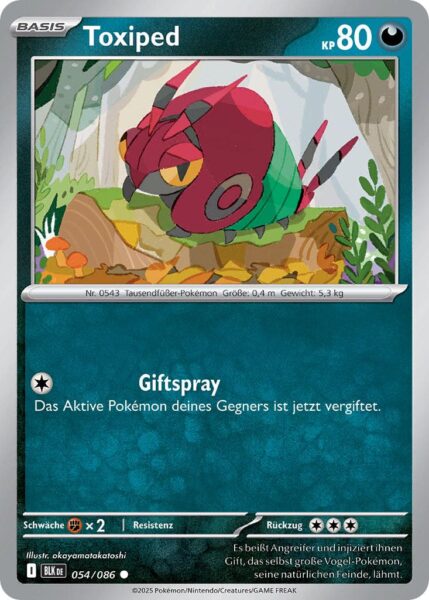 Toxiped-054-086-BLK-DE-Schwarze-Blitze-Pokémon-Karte-Karmesin-Purpur-Deutsch