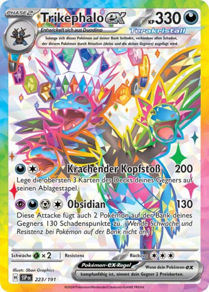 Trikephalo-ex-223-191-SSP-DE-Karmesin-Purpur-Stürmische-Funken-Full-Art-Stellar-Terakristall-Pokémon-Karte-Deutsch-TCG