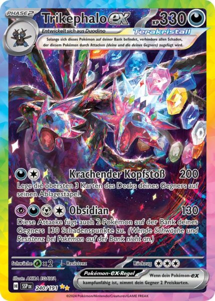 Trikephalo-ex-240-191-SSP-DE-Karmesin-Purpur-Stürmische-Funken-Special-Illustration-Rare-Pokémon-Karte-Deutsch-TCG