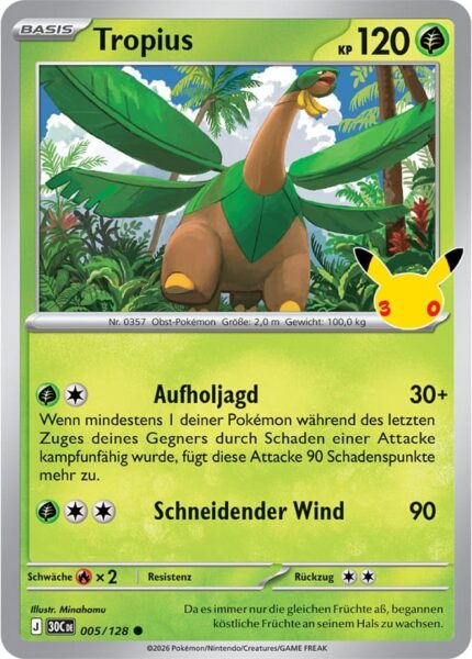 Tropius-005-128-30C-30-Jahre-Jubiläum-30th-Celebration-Pokémon-Karte-Deutsch