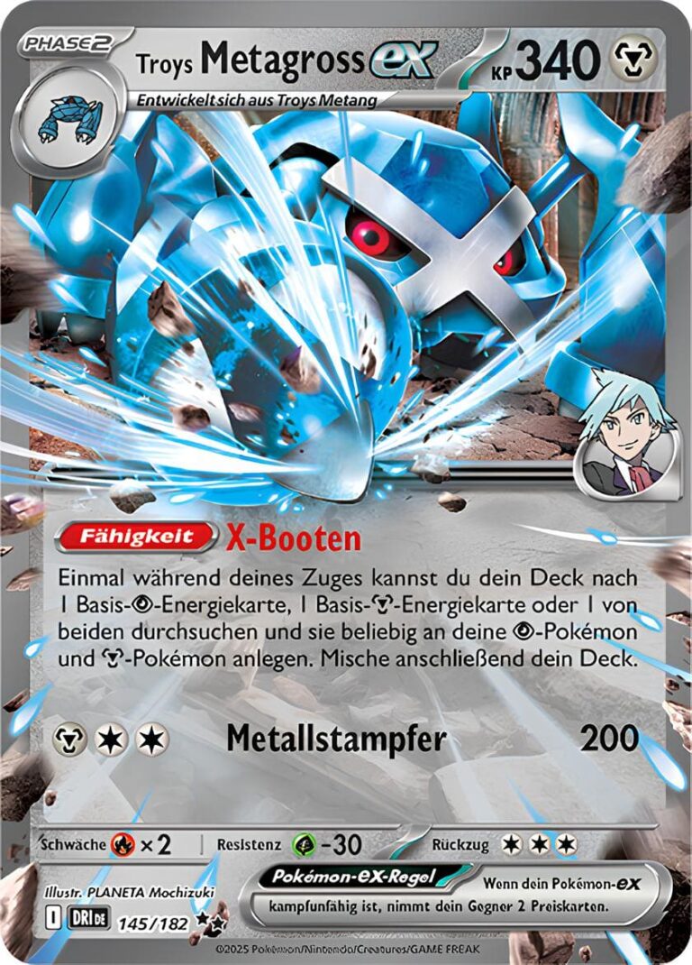 Troys-Metagross-ex-145-182-Ewige-Rivalen-Pokémon-Karte-Karmesin-Purpur-Deutsch
