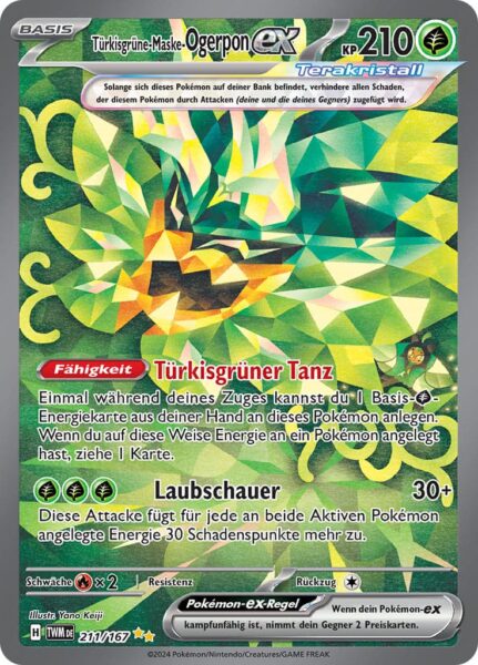 Türkisgrüne-Maske-Ogerpon-ex_211-167_TWM-DE_Maskerade-im-Zwielicht_Secret-Special-Illustration-Rare_Pokémon-Karte_Deutsch