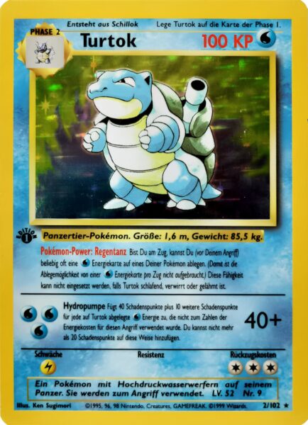 Turtok-Basis-Base-Set-1-Edition-Pokémon-Karte-Deutsch-1999-TCG-Sammelkartenspiel