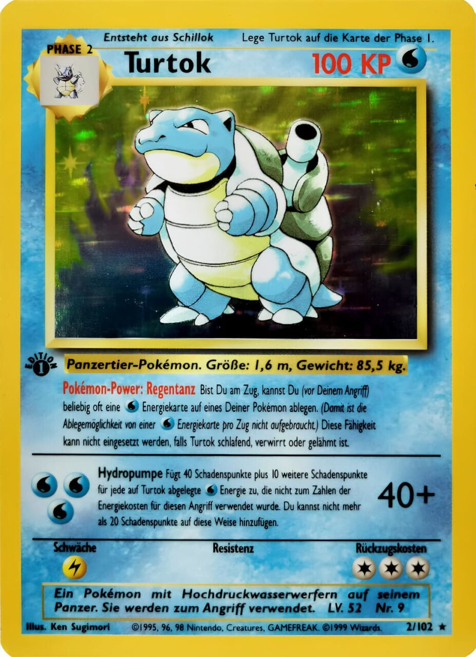Turtok-Basis-Base-Set-1-Edition-Pokémon-Karte-Deutsch-1999-TCG-Sammelkartenspiel