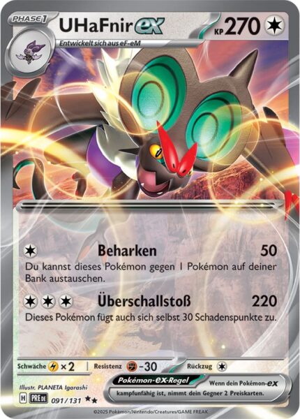 UHaFnir-ex-091-131-Prismatische-Entwicklungen-Pokémon-Karte-Deutsch-Karmesin-Purpur-TCG-Sammelkartenspiel