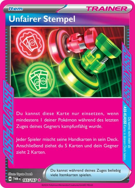 Unfairer-Stempel_165-167_TWM-DE_Maskerade-im-Zwielicht_ASS-KLASSE_Pokémon-Karte_Deutsch