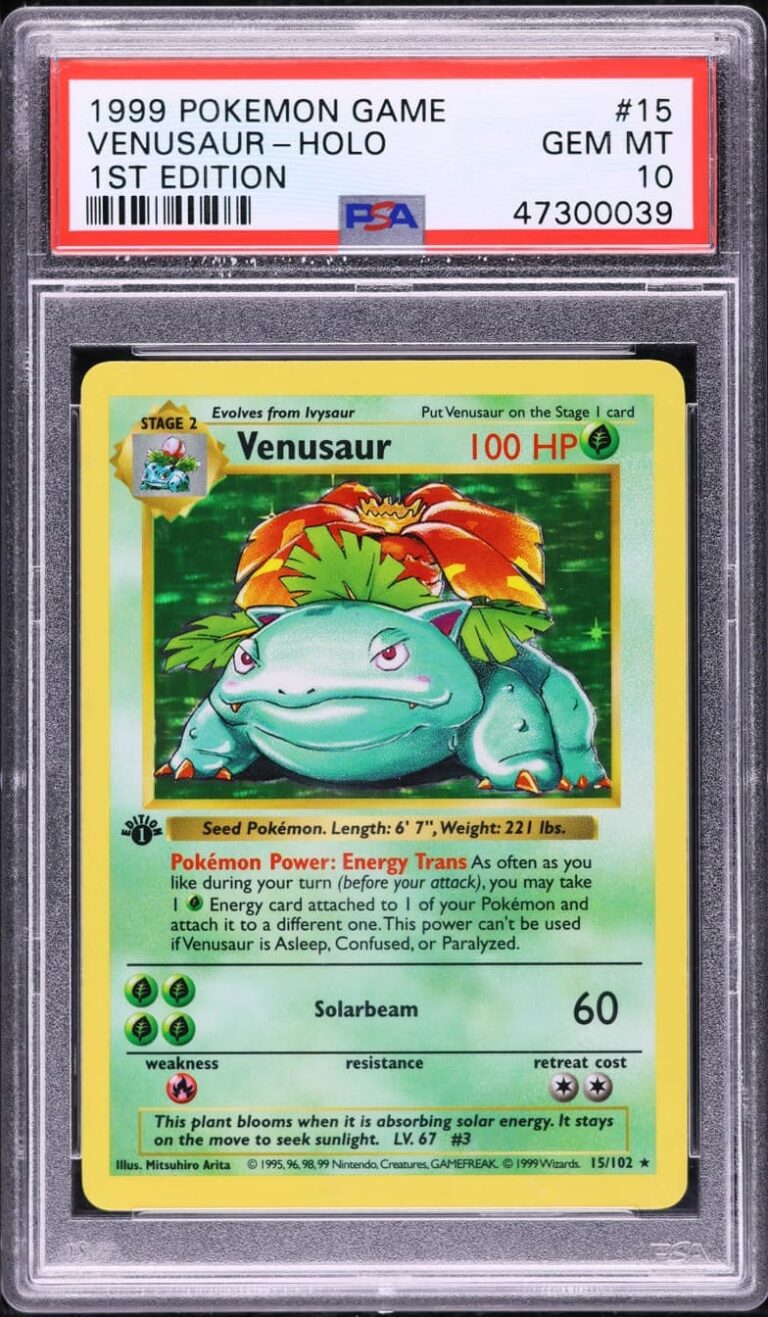 Venusaur-Bisaflor-15-102-Base-Set-1st-Edition-Pokémon-Karte-Englisch-PSA-10-1