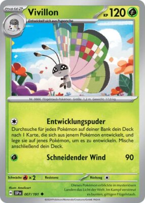 Vilvillon-007-191-SSP-DE-Karmesin-Purpur-Stürmische-Funken-Pokémon-Karte-Deutsch-TCG