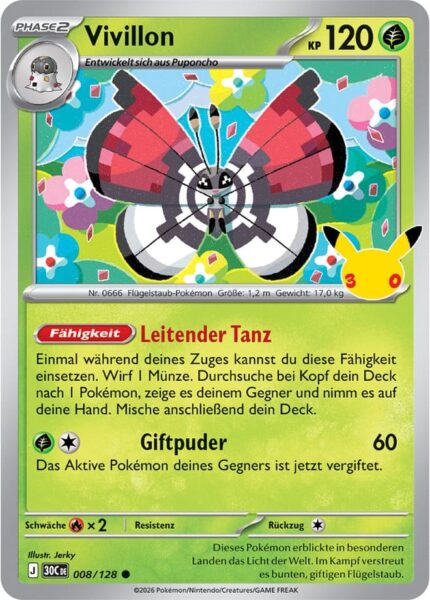 Vivillon-008-128-30C-30-Jahre-Jubiläum-30th-Celebration-Pokémon-Karte-Deutsch