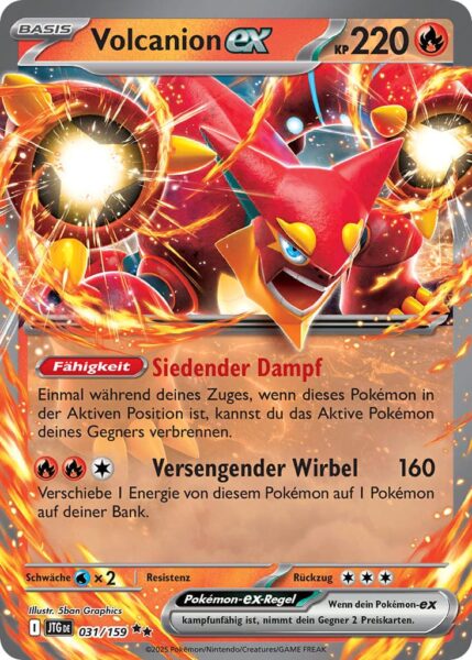 Volcanion-ex-JTG-DE-031-159-Karmesin-Purpur-Reisegefährten-Pokémon-Karte-Deutsch