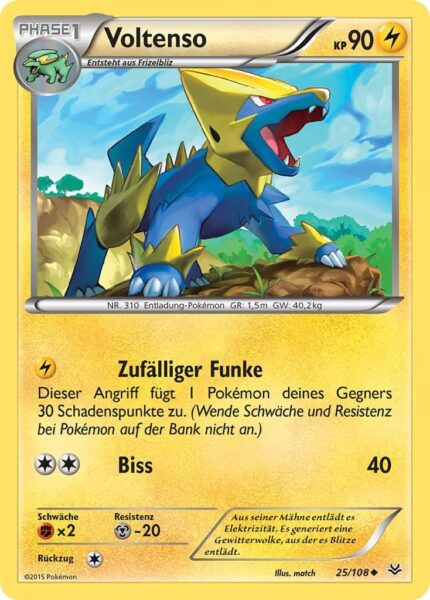 Voltenso-25-108-XY-Drachenleuchten-Pokémon-Karte-Deutsch-TCG-Sammelkartenspiel