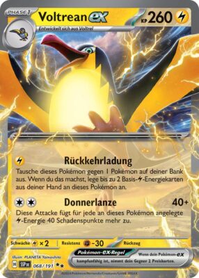 Voltrean-ex-068-191-SSP-DE-Karmesin-Purpur-Stürmische-Funken-Pokémon-Karte-Deutsch-TCG