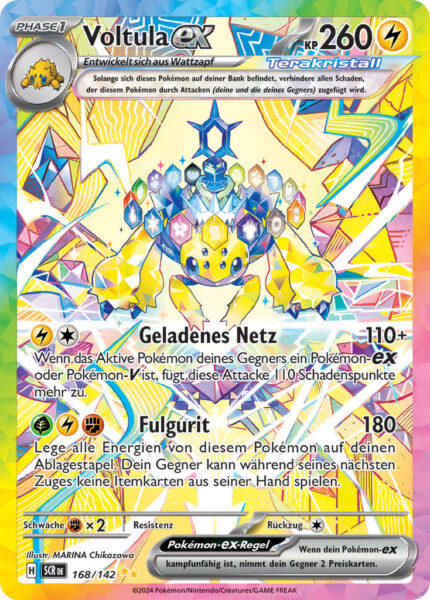 Voltula-ex-168-142-SCR-DE-Karmesin-Purpur-Stellarkrone-Special-Illustration-Rare-Pokémon-Karte-Deutsch