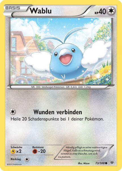 Wablu-73-108-XY-Drachenleuchten-Pokémon-Karte-Deutsch-TCG-Sammelkartenspiel