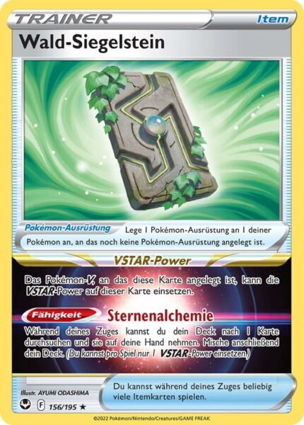Wald-Siegelstein-156-195-Silberne-Sturmwinde-Pokémon-Karte-Deutsch-TCG-Sammelkartenspiel