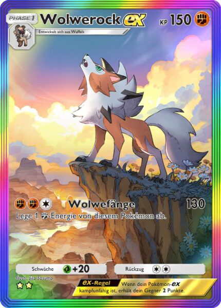 Wolwerock-ex-085-069-A3a-Dimensionale-Krise-Pokémon-TCG-Sammelkartenspiel-Pocket-Rainbow-Illustration-Rare-Karte