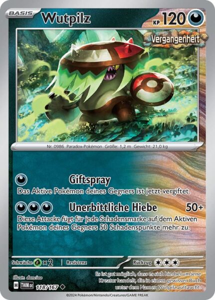 Wutpilz_118-167_TWM-DE_Maskerade-im-Zwielicht_Vergangenheit_Pokémon-Karte_Deutsch