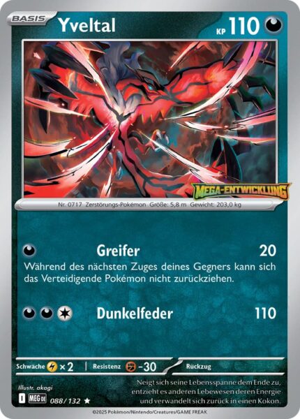 Yveltal-088-132-Mega-Entwicklung-Store-Promo-Pokémon-Karte-Logo-Deutsch