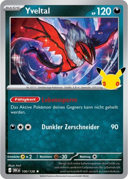 Yveltal-100-128-30C-30-Jahre-Jubiläum-30th-Celebration-Pokémon-Karte-Deutsch