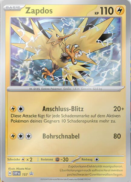 Zapdos-SVP-DE-157-Black-Star-Promo-Pokémon-Karte-Stürmische-Funken-2024