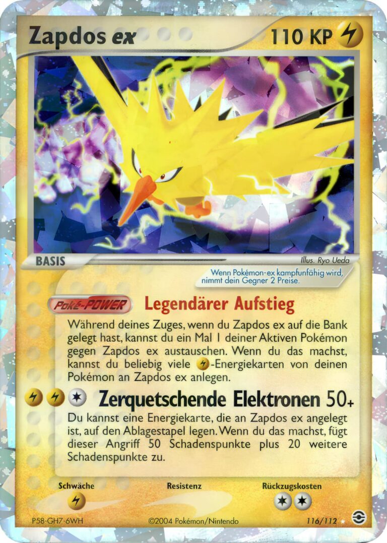 Zapdos-ex-116-112-EX-Feuerrot-Blattgrün-Secret-Rare-Holo-Pokémon-Karte-Deutsch-2004