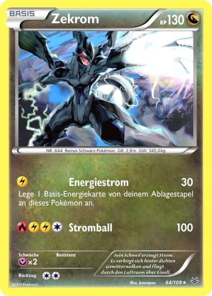 Zekrom-64-108-XY-Drachenleuchten-Pokémon-Karte-Deutsch-TCG-Sammelkartenspiel