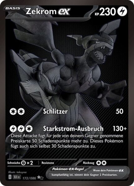 Zekrom-ex-172-086-BLK-DE-Schwarze-Blitze-Black-White-Rare-Full-Art-Pokémon-Karte-Deutsch