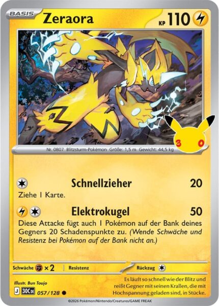 Zeraora-057-128-30C-30-Jahre-Jubiläum-30th-Celebration-Pokémon-Karte-Deutsch