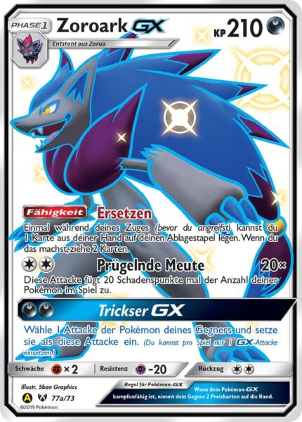 Zoroark-GX-77a-73-Schimmernde-Legenden-Shiny-Schimmernd-Pokémon-Karte-Deutsch-TCG-Sammelkartenspiel