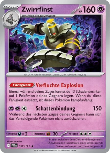 Zwirrfinst-037-131-Prismatische-Entwicklungen-Pokémon-Karte-Deutsch-Karmesin-Purpur-TCG-Sammelkartenspiel